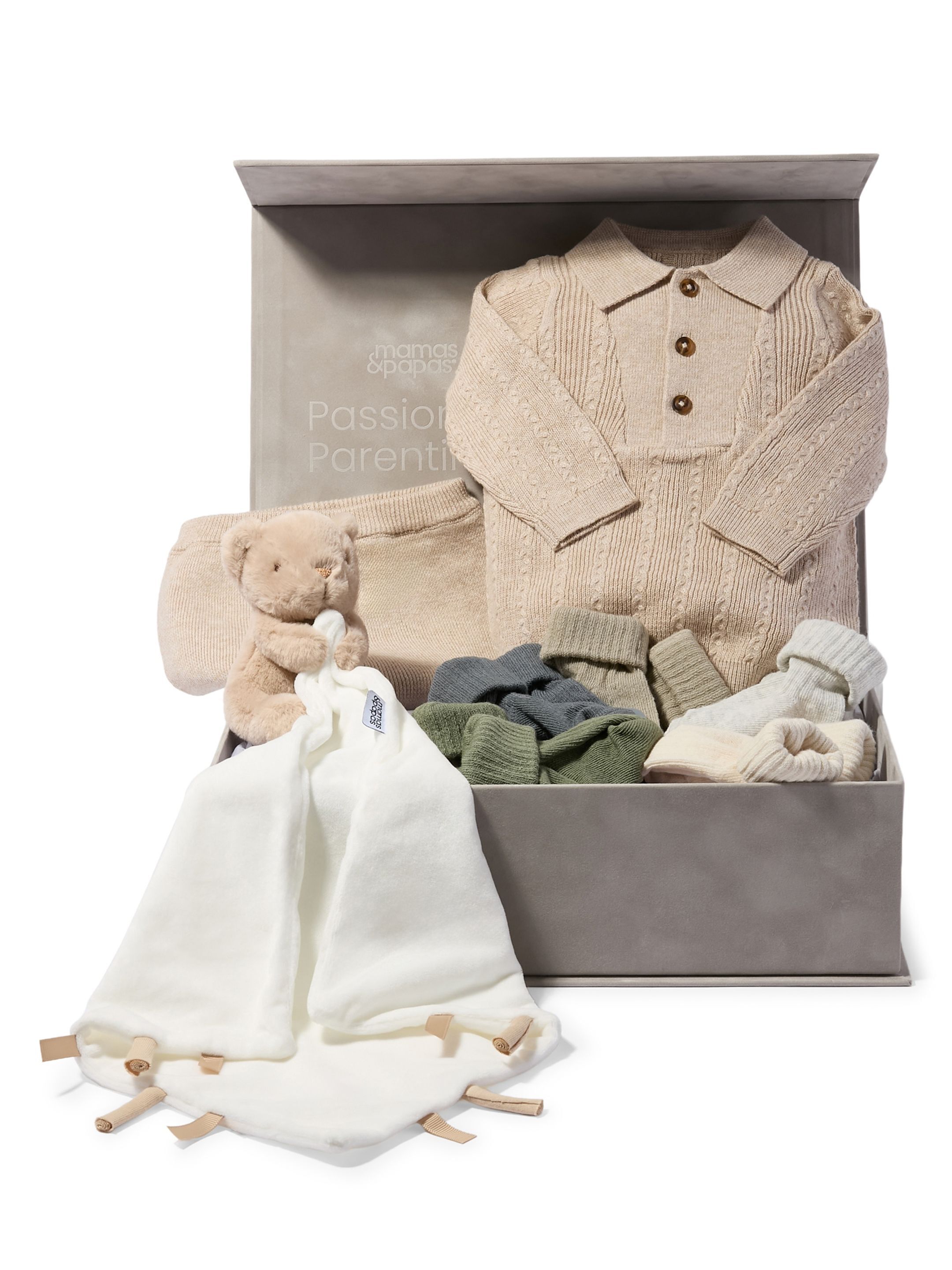 2-Piece Knit Set Baby Gift Set with Socks & Bear Comforter image number 1